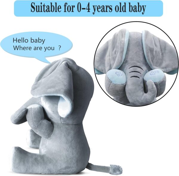 Elephant Stuffed Animals Baby Gifts Peluches Ear Interactive Elephant Talking Singing Plush Toys for Girls Boys Gift Adjustable Volume 11.8" Set (Blue) - Image 7
