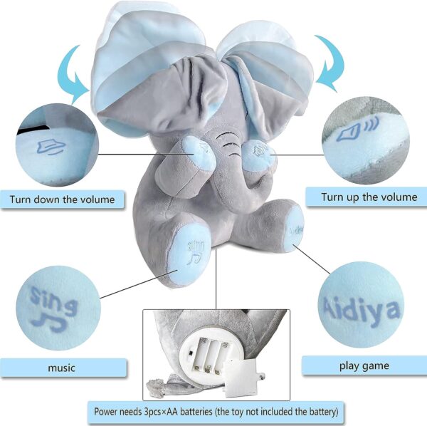 Elephant Stuffed Animals Baby Gifts Peluches Ear Interactive Elephant Talking Singing Plush Toys for Girls Boys Gift Adjustable Volume 11.8" Set (Blue) - Image 4