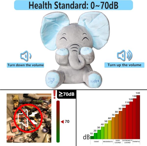 Elephant Stuffed Animals Baby Gifts Peluches Ear Interactive Elephant Talking Singing Plush Toys for Girls Boys Gift Adjustable Volume 11.8" Set (Blue) - Image 6