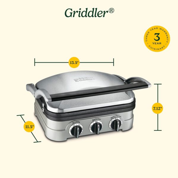 Cuisinart Panini Press, Stainless Steel Griddler, Sandwich Maker - Image 2